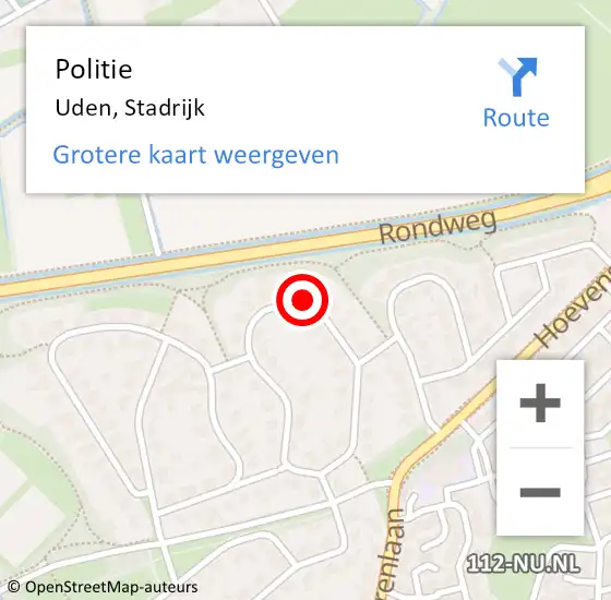 Locatie op kaart van de 112 melding: Politie Uden, Stadrijk op 10 september 2024 17:57