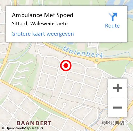 Locatie op kaart van de 112 melding: Ambulance Met Spoed Naar Sittard, Waleweinstaete op 19 oktober 2014 17:05