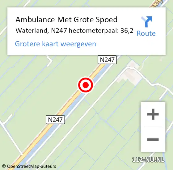 Locatie op kaart van de 112 melding: Ambulance Met Grote Spoed Naar Waterland, N247 hectometerpaal: 36,2 op 10 september 2024 18:03