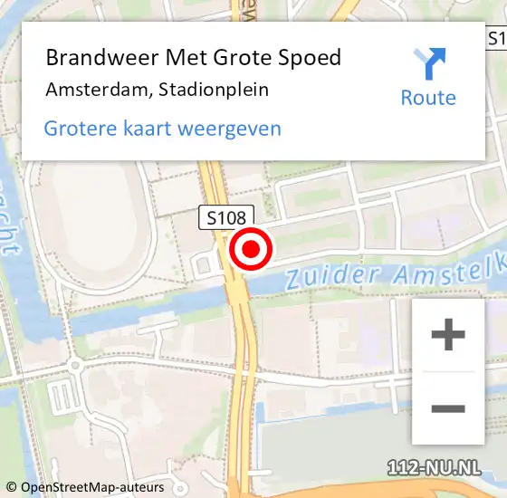 Locatie op kaart van de 112 melding: Brandweer Met Grote Spoed Naar Amsterdam, Stadionplein op 10 september 2024 18:10