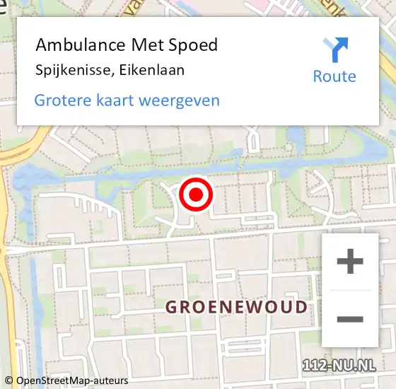 Locatie op kaart van de 112 melding: Ambulance Met Spoed Naar Spijkenisse, Eikenlaan op 10 september 2024 18:17