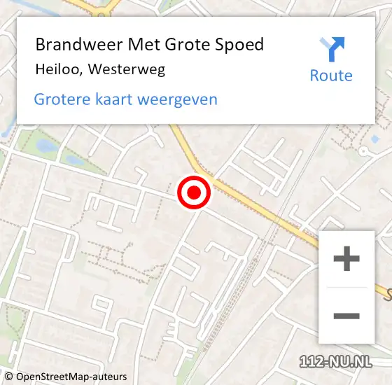 Locatie op kaart van de 112 melding: Brandweer Met Grote Spoed Naar Heiloo, Westerweg op 19 oktober 2014 17:07