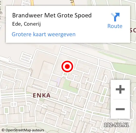 Locatie op kaart van de 112 melding: Brandweer Met Grote Spoed Naar Ede, Conerij op 10 september 2024 18:27