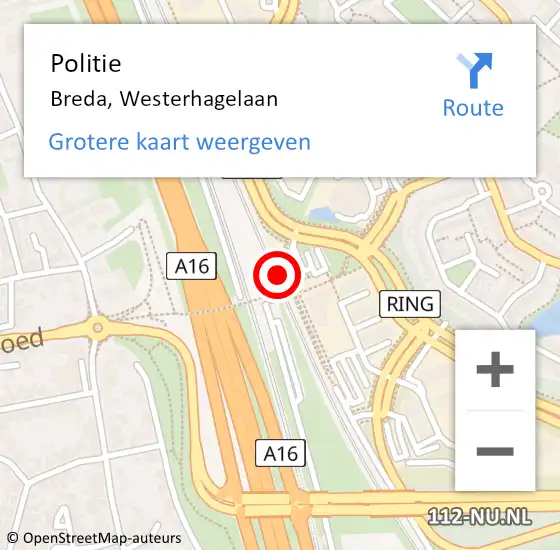 Locatie op kaart van de 112 melding: Politie Breda, Westerhagelaan op 10 september 2024 18:39