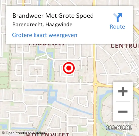 Locatie op kaart van de 112 melding: Brandweer Met Grote Spoed Naar Barendrecht, Haagwinde op 10 september 2024 19:03