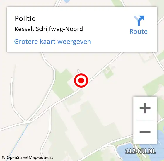 Locatie op kaart van de 112 melding: Politie Kessel, Schijfweg-Noord op 10 september 2024 19:14