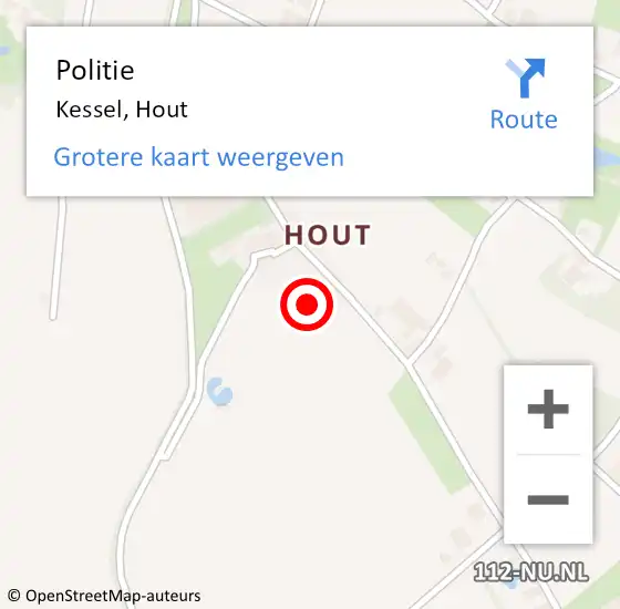 Locatie op kaart van de 112 melding: Politie Kessel, Hout op 10 september 2024 19:14