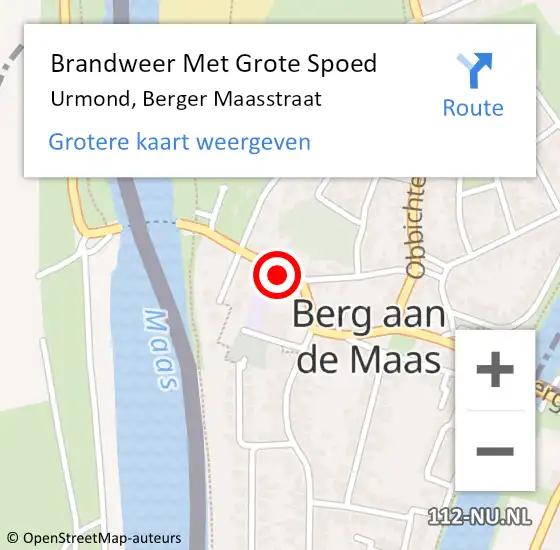 Locatie op kaart van de 112 melding: Brandweer Met Grote Spoed Naar Urmond, Berger Maasstraat op 10 september 2024 19:23