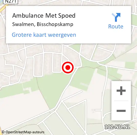 Locatie op kaart van de 112 melding: Ambulance Met Spoed Naar Swalmen, Bisschopskamp op 10 september 2024 19:26