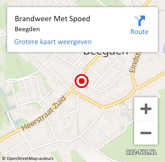 Locatie op kaart van de 112 melding: Brandweer Met Spoed Naar Beegden op 10 september 2024 19:30