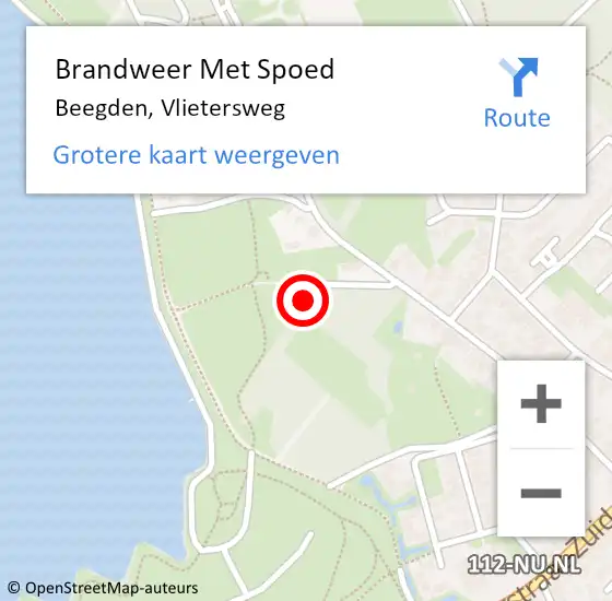 Locatie op kaart van de 112 melding: Brandweer Met Spoed Naar Beegden, Vlietersweg op 10 september 2024 19:31