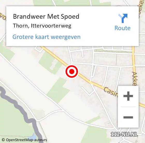 Locatie op kaart van de 112 melding: Brandweer Met Spoed Naar Thorn, Ittervoorterweg op 10 september 2024 19:33