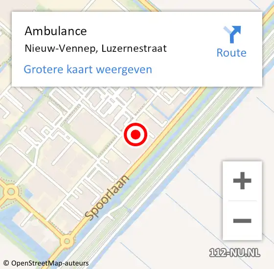 Locatie op kaart van de 112 melding: Ambulance Nieuw-Vennep, Luzernestraat op 10 september 2024 19:34