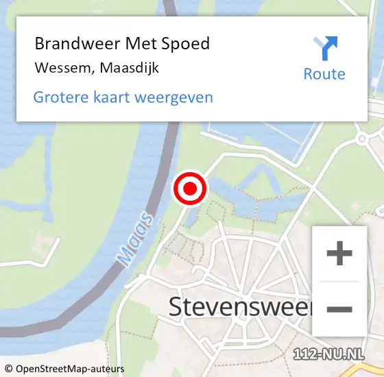 Locatie op kaart van de 112 melding: Brandweer Met Spoed Naar Wessem, Maasdijk op 10 september 2024 19:37