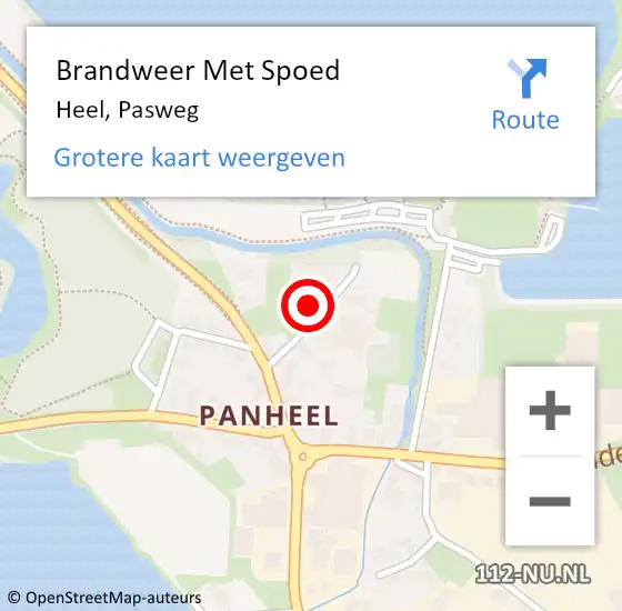 Locatie op kaart van de 112 melding: Brandweer Met Spoed Naar Heel, Pasweg op 10 september 2024 19:42