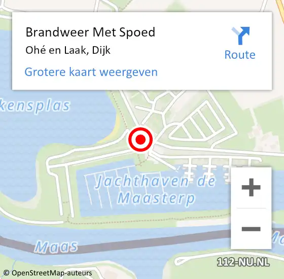 Locatie op kaart van de 112 melding: Brandweer Met Spoed Naar Ohé en Laak, Dijk op 10 september 2024 19:45