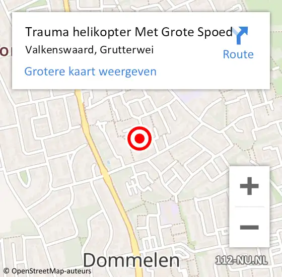 Locatie op kaart van de 112 melding: Trauma helikopter Met Grote Spoed Naar Valkenswaard, Grutterwei op 10 september 2024 19:50