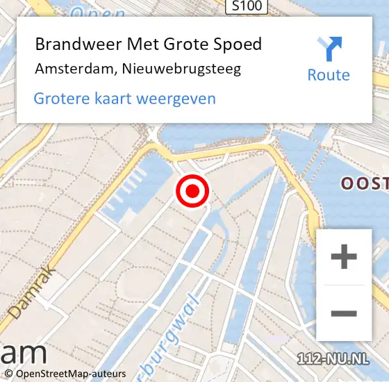 Locatie op kaart van de 112 melding: Brandweer Met Grote Spoed Naar Amsterdam, Nieuwebrugsteeg op 10 september 2024 19:56