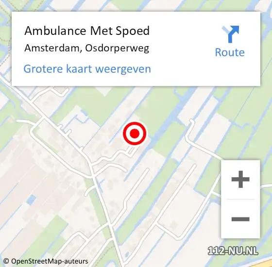 Locatie op kaart van de 112 melding: Ambulance Met Spoed Naar Amsterdam, Osdorperweg op 10 september 2024 19:57