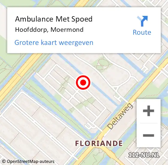 Locatie op kaart van de 112 melding: Ambulance Met Spoed Naar Hoofddorp, Moermond op 10 september 2024 20:01