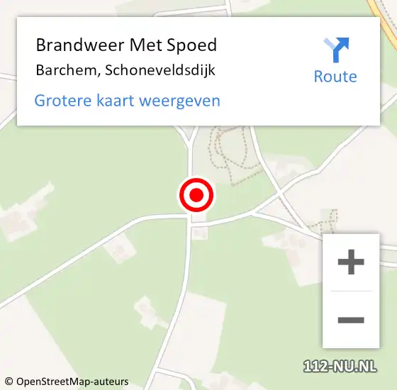 Locatie op kaart van de 112 melding: Brandweer Met Spoed Naar Barchem, Schoneveldsdijk op 10 september 2024 20:02