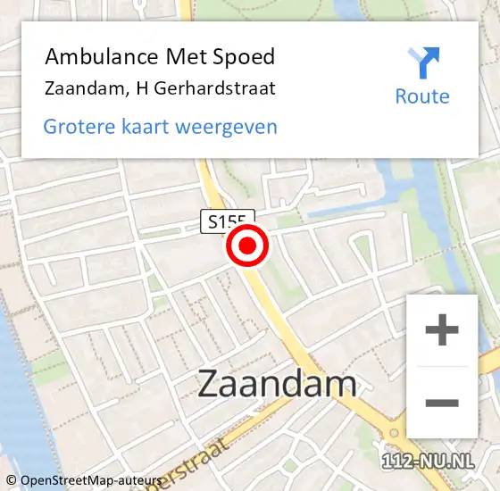 Locatie op kaart van de 112 melding: Ambulance Met Spoed Naar Zaandam, H Gerhardstraat op 10 september 2024 20:17