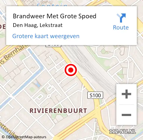 Locatie op kaart van de 112 melding: Brandweer Met Grote Spoed Naar Den Haag, Lekstraat op 10 september 2024 20:27