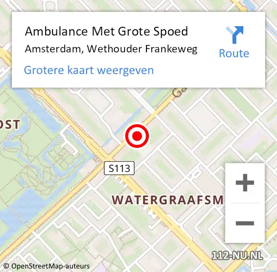 Locatie op kaart van de 112 melding: Ambulance Met Grote Spoed Naar Amsterdam, Wethouder Frankeweg op 10 september 2024 20:45