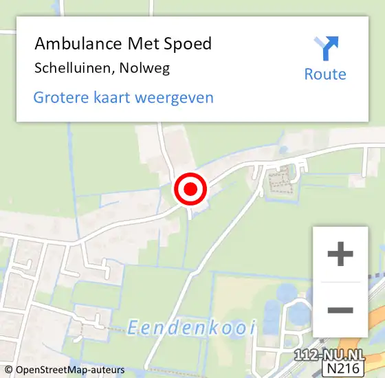 Locatie op kaart van de 112 melding: Ambulance Met Spoed Naar Schelluinen, Nolweg op 10 september 2024 21:01