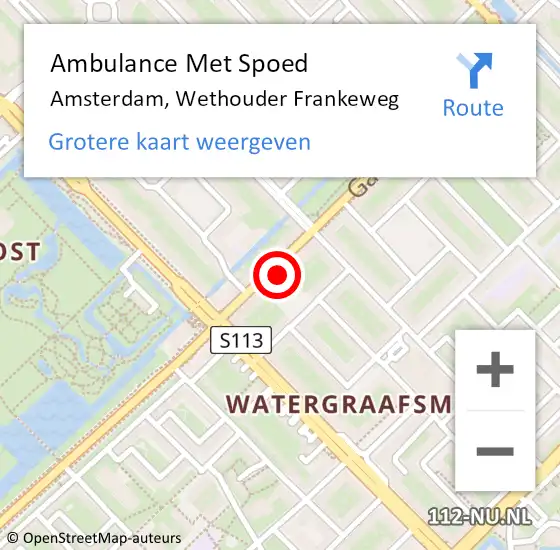 Locatie op kaart van de 112 melding: Ambulance Met Spoed Naar Amsterdam, Wethouder Frankeweg op 10 september 2024 21:07