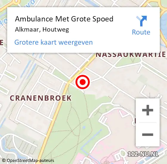 Locatie op kaart van de 112 melding: Ambulance Met Grote Spoed Naar Alkmaar, Houtweg op 10 september 2024 21:41