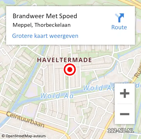 Locatie op kaart van de 112 melding: Brandweer Met Spoed Naar Meppel, Thorbeckelaan op 10 september 2024 21:55