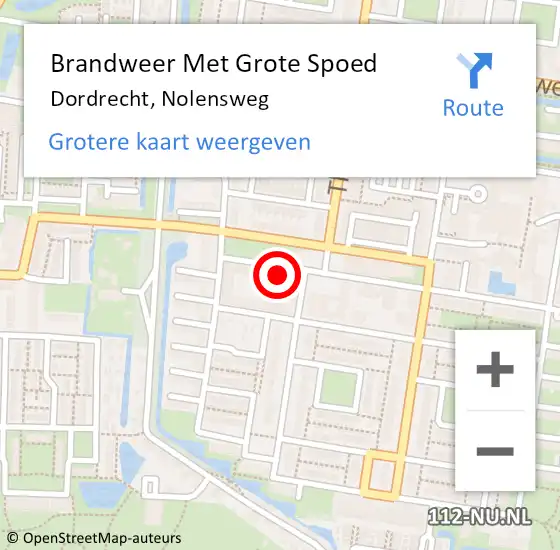 Locatie op kaart van de 112 melding: Brandweer Met Grote Spoed Naar Dordrecht, Nolensweg op 10 september 2024 21:59