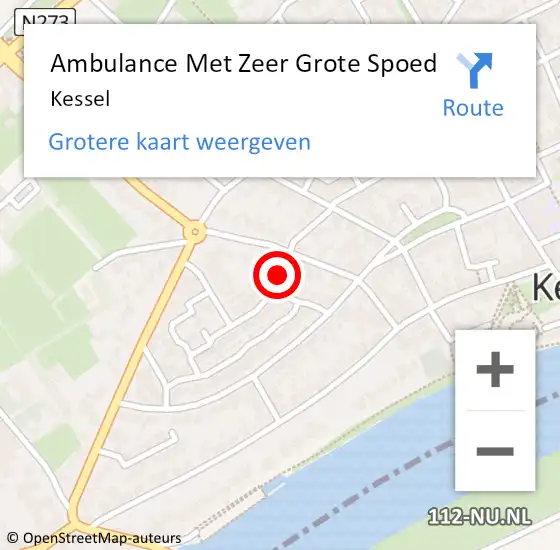 Locatie op kaart van de 112 melding: Ambulance Met Zeer Grote Spoed Naar Kessel op 10 september 2024 22:02