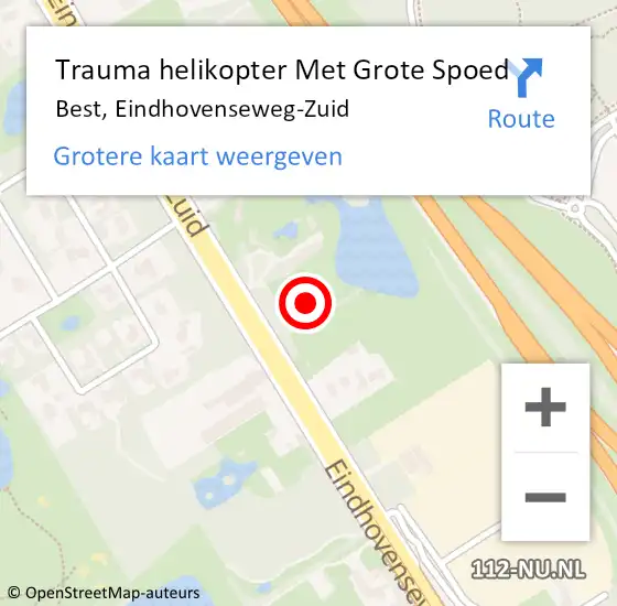 Locatie op kaart van de 112 melding: Trauma helikopter Met Grote Spoed Naar Best, Eindhovenseweg-Zuid op 10 september 2024 22:09