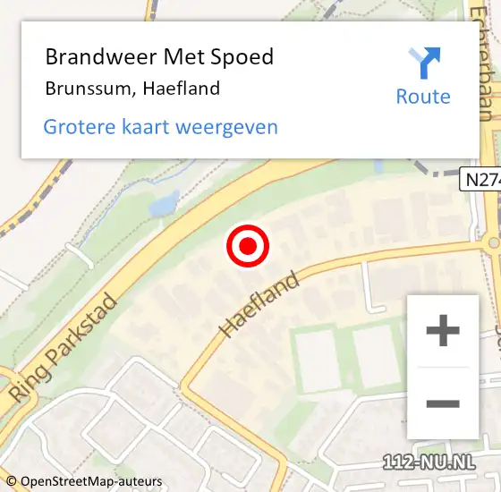 Locatie op kaart van de 112 melding: Brandweer Met Spoed Naar Brunssum, Haefland op 10 september 2024 22:18