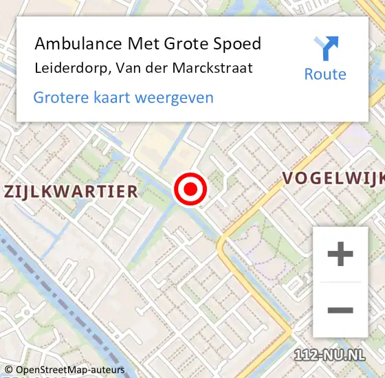 Locatie op kaart van de 112 melding: Ambulance Met Grote Spoed Naar Leiderdorp, Van der Marckstraat op 10 september 2024 22:24