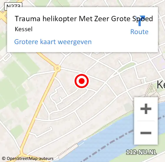 Locatie op kaart van de 112 melding: Trauma helikopter Met Zeer Grote Spoed Naar Kessel op 10 september 2024 22:27