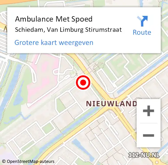 Locatie op kaart van de 112 melding: Ambulance Met Spoed Naar Schiedam, Van Limburg Stirumstraat op 10 september 2024 22:30