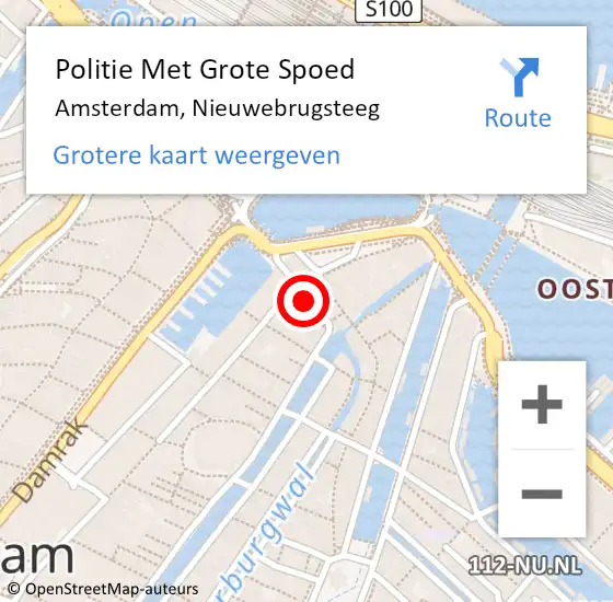 Locatie op kaart van de 112 melding: Politie Met Grote Spoed Naar Amsterdam, Nieuwebrugsteeg op 10 september 2024 22:41