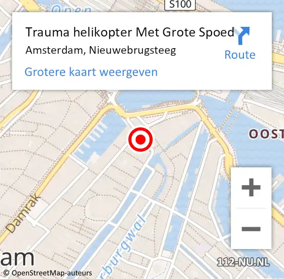 Locatie op kaart van de 112 melding: Trauma helikopter Met Grote Spoed Naar Amsterdam, Nieuwebrugsteeg op 10 september 2024 22:43