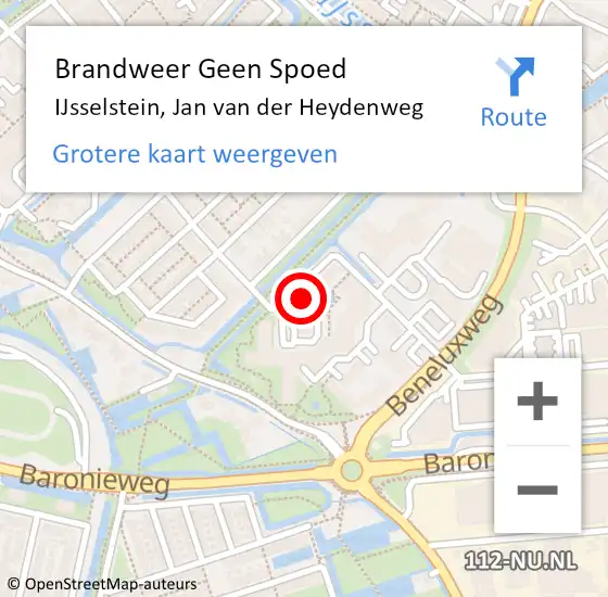 Locatie op kaart van de 112 melding: Brandweer Geen Spoed Naar IJsselstein, Jan van der Heydenweg op 10 september 2024 22:51