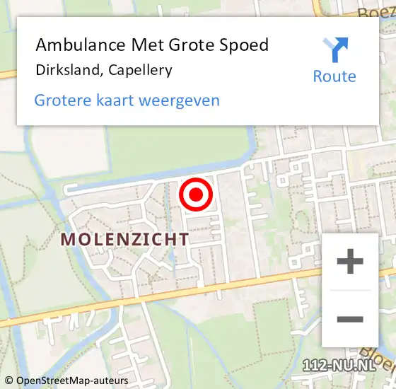 Locatie op kaart van de 112 melding: Ambulance Met Grote Spoed Naar Dirksland, Capellery op 10 september 2024 23:01