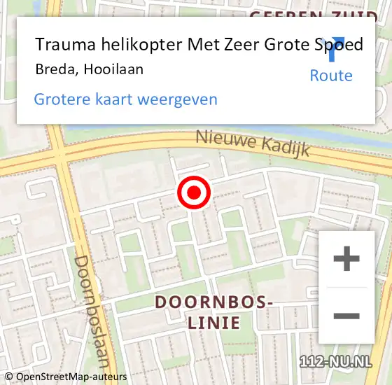 Locatie op kaart van de 112 melding: Trauma helikopter Met Zeer Grote Spoed Naar Breda, Hooilaan op 10 september 2024 23:01