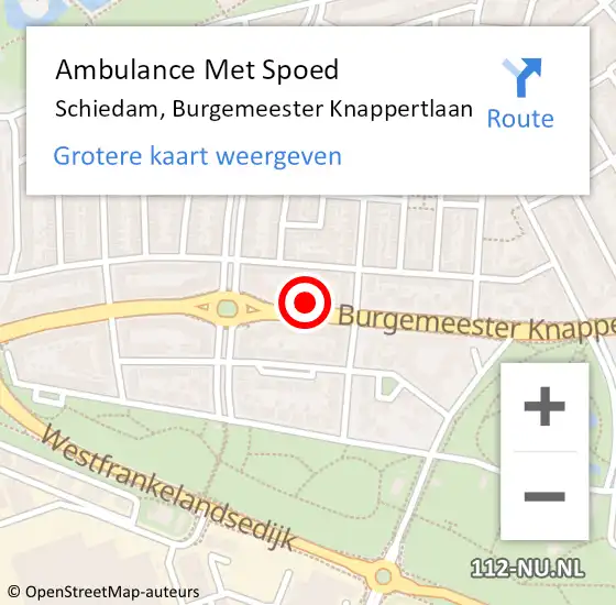 Locatie op kaart van de 112 melding: Ambulance Met Spoed Naar Schiedam, Burgemeester Knappertlaan op 10 september 2024 23:24