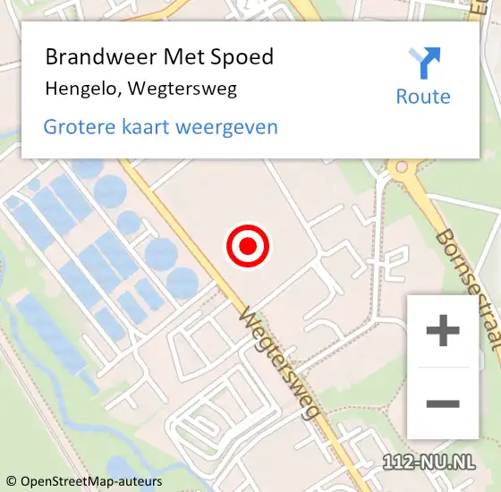 Locatie op kaart van de 112 melding: Brandweer Met Spoed Naar Hengelo, Wegtersweg op 10 september 2024 23:28