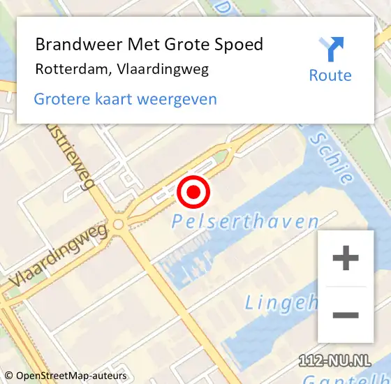 Locatie op kaart van de 112 melding: Brandweer Met Grote Spoed Naar Rotterdam, Vlaardingweg op 10 september 2024 23:33