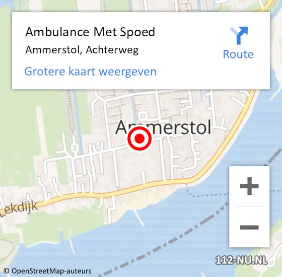 Locatie op kaart van de 112 melding: Ambulance Met Spoed Naar Ammerstol, Achterweg op 10 september 2024 23:41