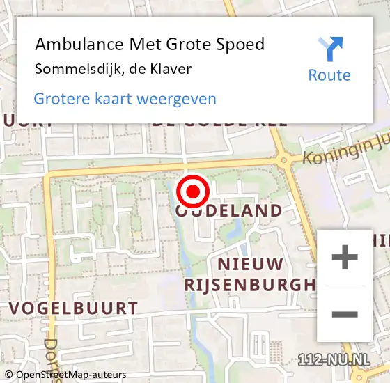 Locatie op kaart van de 112 melding: Ambulance Met Grote Spoed Naar Sommelsdijk, de Klaver op 10 september 2024 23:53