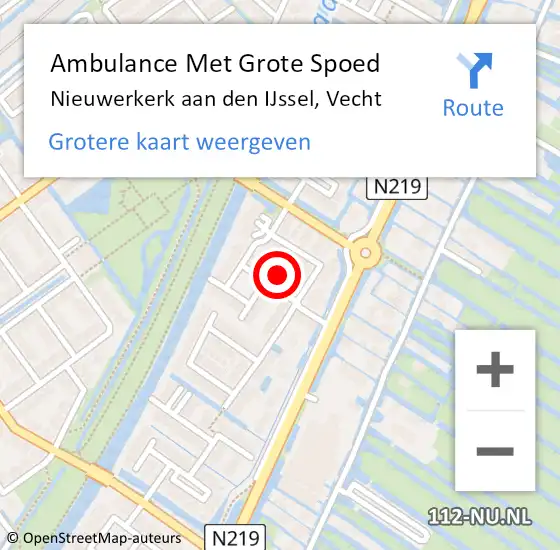 Locatie op kaart van de 112 melding: Ambulance Met Grote Spoed Naar Nieuwerkerk aan den IJssel, Vecht op 10 september 2024 23:57